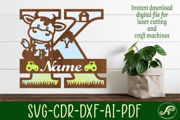 Cow Capital Monogram Letter K SVG Cut: Elevating Personalized Design with Precision Digital Files