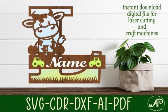 Cow Capital Monogram Letter L SVG Cut Guide