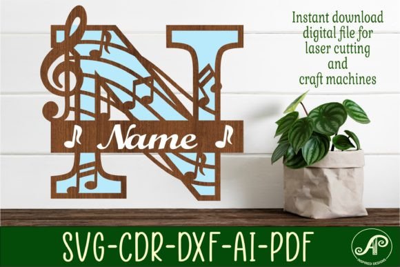 Crafting Personalized Elegance with the Music Monogram Letter N SVG Cut File