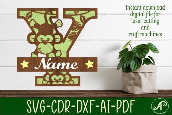 Monkey Capital Monogram Letter Y SVG Guide
