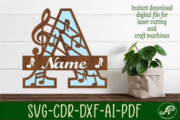 Music Monogram Letter A SVG Cut File Guide