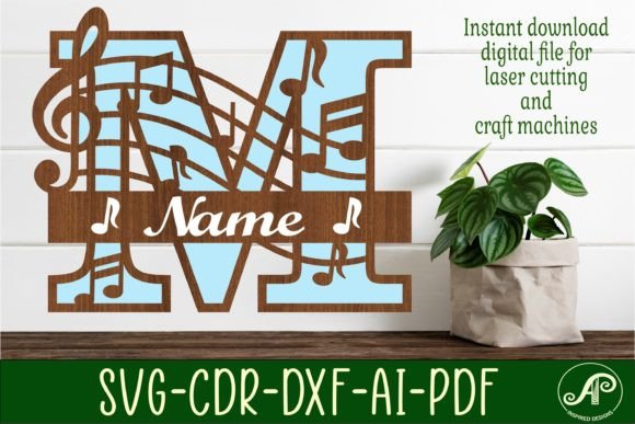 Music Monogram Letter M SVG Cut File: A Creative Asset for Personalized Projects